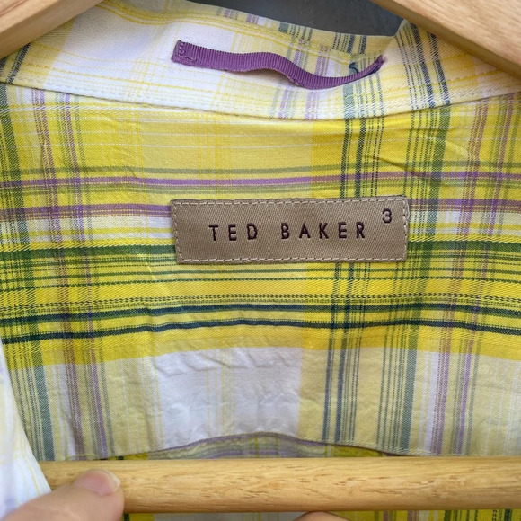 Ted Baker Yellow  plaid “parag” Buttondown, size Ted 3 (Medium) - Picture 10 of 12